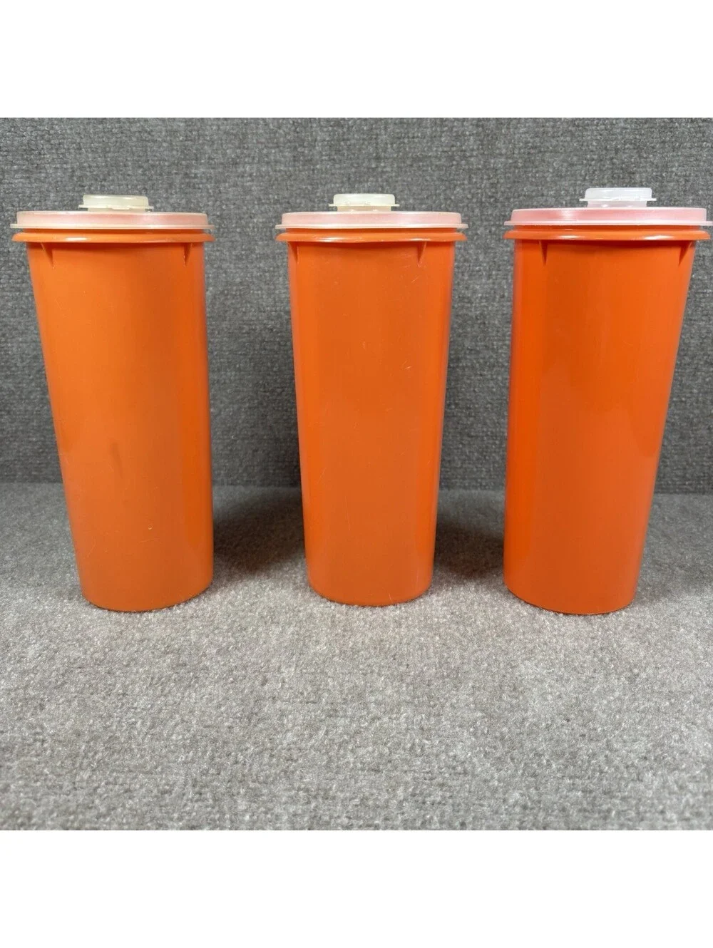 Lot of 3 Tupperware Orange Drink Container 5 Cups #262 Flip Spout Lid #603 Vtg